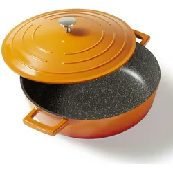 STONELINE® Gourmet Bräter 28 cm mit Deckel, Backofen und Induktion geeignet, Antihaftbeschichtung, ofenrot
