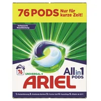 Ariel Waschmittel All-in-1 PODS Universal 76 PODS – 76 Waschladungen, Ausgezeichnete Fleckentfernung selbst in kaltem Wasser, frischer Duft