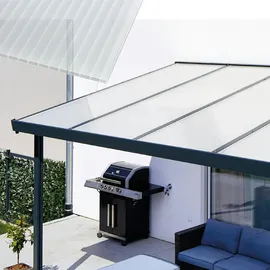 Gutta Terrassendach Premium 410 x 406 cm weiß / Acryl klima blue