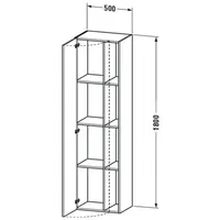 Duravit DuraStyle Hochschrank DS1249L2243 50x36x180cm, Tür links, weiß hochglanz/basalt