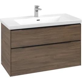 Villeroy & Boch Waschbeckenunterschrank Subway 3.0 2 Auszüge 97,3 x 57,9 x 47,8 cm Arizona Oak / Volcano Black