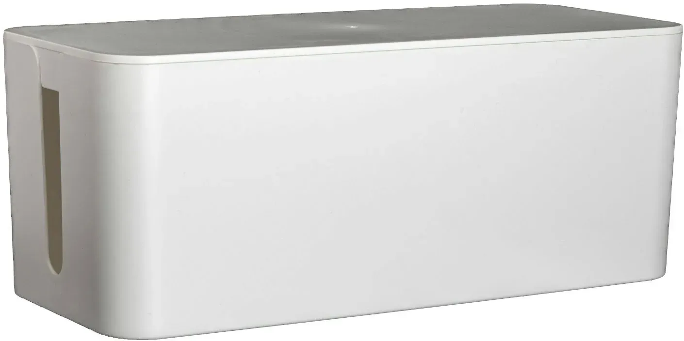 Intirilife Kabelbox aus Kunststoff in Weiß - 32 x 13.6 x 12.7 cm - Kabelmanagement Box, Organizer zum Verstecken von Kabeln und Steckdosenleisten