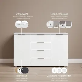 otto home Kombikommode OTTO HOME "Sideboard Schubladenkommode AGORDO mit Dekor- oder Hochglanzfront", beige (eiche artisan, beige (champagner)), B:120cm H:81cm T:42cm, Holzwerkstoff, Sideboards, Kombikommode, vier große Schubladen, mit insgesamt 4 Einlegeböden MADE