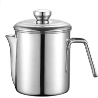 ÖlsiebÖl-VorratsdoseÖl Suppe Fettabscheider 304 Edelstahl Fettfilter Filter Sieb Schüssel Home Küche Kochen WerkzeugeMultifunktions Fettkanne Fetttrenner Fetttrennkanne,Silber,1.3L