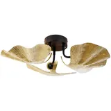 QAZQA - Orientalisch Orientalische Deckenleuchte I Deckenlampe I Lampe I Leuchte aus Messing mit schwarzem 3-flammig-Licht - Louka I Wohnzimmer I S... - Gold