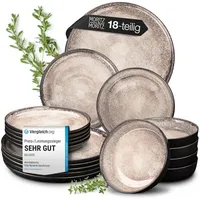 Moritz & Moritz Vida Tafelservice 18-tlg. für 6 Personen beige/schwarz