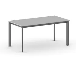Konferenztisch, Besprechungstisch PRIMO INVITATION 1600 x 800 mm, schwarzes Fußgestell, grau