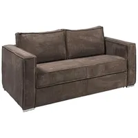 Vente-unique - Schlafsofa mit Matratze 3-Sitzer - Cord - Braun - Liegefläche 140 cm - Matratze 14 cm - loreto