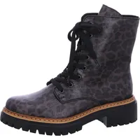 Rieker Damen Stiefelette Biker Boot mit Plateau und Leopardenmuster 72627, Größe:41 EU, Farbe:Grau - Grau - 41