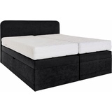 Westfalia Schlafkomfort Boxspringbett, schwarz , 95620638-0 Microvelours ohne Bettkasten-Kaltschaum-Topper,