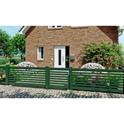 Alu Zaun Westland - Zaun in aus Aluminium, Tannengrün (RAL 6009) - pflegeleichter Aluminiumzaun - ideal als Gartenzaun oder Vorgartenzaun