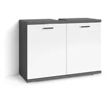 byLIVING Waschbeckenunterschrank Nebraska 80 x 59 cm Anthrazit/Weiß Hochglanz