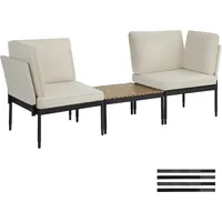 Tectake tectake® Gartenlounge-Set Magaluf, 5in1 Funktion, 5-fach verstellbare Lehne, dicke Polsterung, wasserabweisende, abnehmbare Polyesterbezüge, Armlehnen mit Seitentaschen, stapelbar