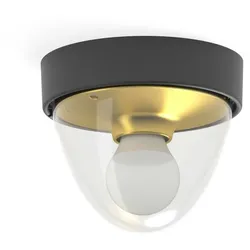 Licht-Erlebnisse Runde Deckenlampe MAIRA Schwarz Gold Ø18cm klein IP44 E27 Deckenleuchte Flur Badezimmer Treppenhaus, NO1/3/0840