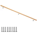V2Aox Handlauf Buche Holz Handlauf Treppengeländer Wandhandlauf Treppe 50 - 500 cm, 190 cm Gesamtlänge 190 cm