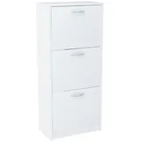 home collective Schuhschrank, Weiß, Holz, 28x116x50 cm, Garderobe, Schuhaufbewahrung, Schuhkipper
