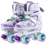 Sumeber Rollschuhe Kinder mit Verstellbarer Länge Kid Anfänger Rollschuhe Outdoor/Indoor mit Leuchtenden PU Rädern(lila, S(EU31-34))