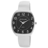 Excellanc Damen-Spangenuhr Metallarmband Armreif lesbare Ziffern eckiges Gehäuse Länge 15 cm Quarz-Armbanduhr Geschenkidee für Frauen (Silber/Schwarz)
