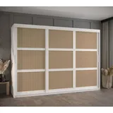 MOEBLO Schiebetürenschrank ABIA (Schrank Boho Schrank, mit/ ohne Schubladen, Schwebetürenschrank Schrank Garderobe Schiebtüren Schlafzimmer Wohnzimmerschrank) (BxHxT):100/120/150/180/200/250x200x62 cm weiß 250 cm