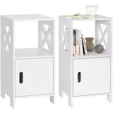 Woltu Nachttisch Weiß, Nachtschrank mit 1 offenem und 1 Fach mit Tür, 30x60x30 cm, modernes Nachtkästchen, als Beistelltisch Sofatisch, für Schlafzimmer Wohnzimmer TSR166ws-2