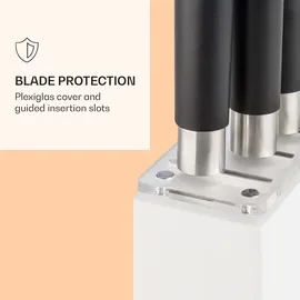 Klarstein Kitano Plus Messer-Set 9 tlg. Holzblock Bambus-Schneidebrett weiß