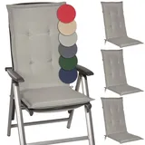 Beautissu 4er Set Gartenstuhlauflage 120x50x6 cm Loft HL Hellgrau – Hochlehner Polster Auflage, Sitzpolster & Sitzkissen für Hochlehner Gartenmöbel - Weiche Stuhlauflage mit Schaumkern Füllung