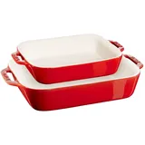 Staub OVENSCHALEN SET 2 (20X14 + 20X27) KERS CERAMIC BY STAUB 40508-627, Kirsch-rot