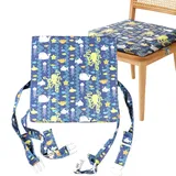 GOEDCH Sitzerhöhung Stuhl: 33 x 33 x 8 cm Waschbar Sitzerhöhung Kinder Stuhl mit Sicherheitsschnalle, Zerlegbar Kleinkinder Esszimmerstuhl Erhöhen Pad für Jungen/Mädchen (Unterwasserwelt-Muster)