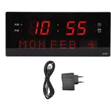 Moderne Led-wanduhr Mit Schwarzem Rahmen Und Digitalanzeige, 100–240 V Eu-stecker, Elegantes Design Für Büro Oder Wohnzimmer