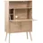 sweeek - Schreibschrank / Sekretär, 2 Türen und Regale, Holzeffekt, und Rohrgeflecht,