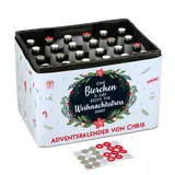 Herz & Heim® Ultimativer Männer Adventskalender - DIY - Banderole für Bierkasten und 24 Aufkleber für Kronkorken One Bierchen