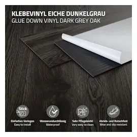 ML-Design PVC Bodenbelag Selbstklebende 2mm, 32 Dielen Eiche Dunkelgrau