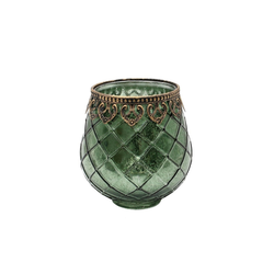 Dekohelden24 Kerzenständer Orientalische Designer Kerzenhalter, Größe und grün 13 cm