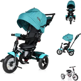 Lorelli Tricycle Neo 4 in 1 Luftreifen, Schiebestange, Sitz drehbar, verstellbar schwarz hellgrün