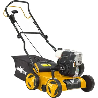 Mowox® PS 4015 P-N Benzin Vertikutierer mit Stahlgehäuse und 45L Gewebefangsack, Arbeitsbreite Lüften/Vertikutieren 40 cm / 40 cm, zentrale 6-fache Höhenverstellung, Rasenflächen bis 1200m2, TÜV/GS