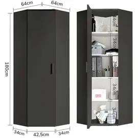 mokebo Eckschrank 64 x 180 x 34 cm Schwarz