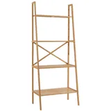 COSTWAY Bücherregal, Leiterregal Bambus, 4 Ebenen, 60x35,5x148cm beige