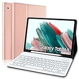 Samsung Galaxy Tab A8 Hülle mit Tastatur, QWERTZ Deutsches Layout Bluetooth Tastatur mit Stifthalter für Samsung Galaxy Tab A8 10,5'' 2021 SM-X200/ X205/ X207 (Roségold) (Stift nicht enthalten)