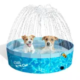 ALL FOR PAWS 120CM Großer Hundepool mit Sprinkler, 2-in-1 Klappbarer Hundeschwimm- und Spritzpool, Rutschfester Hartplastik-Splash-Pool für den Außenbereich, Garten, Hunde, Enten und Tierbäde