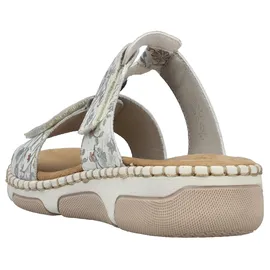 Rieker Pantolette Sommerschuh, Urlaubsschuh, Strandschuh mit floralem Muster grau 40 EU