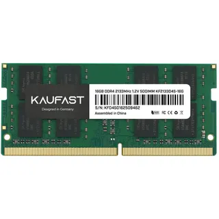 KAUFAST 16GB DDR4 2133MHz SO-DIMM Laptop RAM 1.2V CL15 2Rx8 PC4-17000 Dual Rank 260-Pin Notizbuch Arbeitsspeicher Speicher für Laptop KF2133D4S-16G