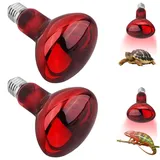 UQTUKO Reptilien Rotlichtlampe, 2 Stück Infrarotlampe Wärmelampe 100W E27 Reptilien Wärmelampe Terrarium Rotlichtlampe Birne Heizlampen für Schildkröten, Amphibien, Schlangen, Eidechsen