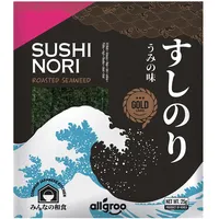 Allgroo Nori Gold Seetang, ganze Blätter, geröstete Seealgen, ideal für Sushi, vegan und glutenfrei, 1 x 25 g mit 10 Blättern