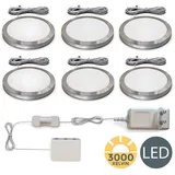 B.K.Licht LED Unterbauleuchte 6er Set LED Schrankleuchten 6x 1,8W 6x 170lm - BKL1187, LED fest integriert, 3.000K LED Küchenlampen Vitrinenbeleuchtung Kippschalter