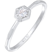 Elli Zirkonia Octagon Solitär 925 Silber Ringe   Damen