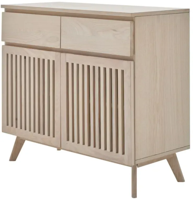 Roomio Sideboard NO. 2000 in Esche Echtholzfurnier, Fronten und Gestell massiv, weiß gewaschen