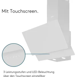 Wiggo A642 Dunstabzugshaube 60cm kopffrei I Abluft Umluft Dunstabzug 626m3/h - Touch-Display 4 Stufen I Energieeffizienzklasse A Schräghaube inkl...