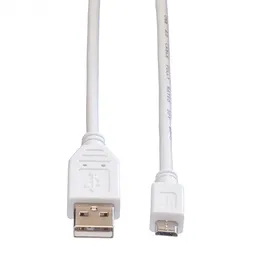 Value USB 2.0 Kabel, USB A ST - Micro USB B ST, weiß, 0,15 m