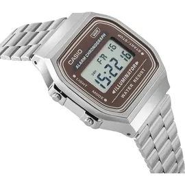 Casio Collection A168WA-1W, Wasserfest - Silber/Dunkelrot
