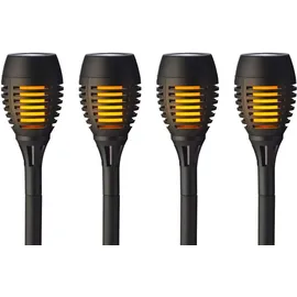 OEM Solar Fackel plastik Flacker-Effekt Ø7.5cm H.27cm schwarz 4 Stück